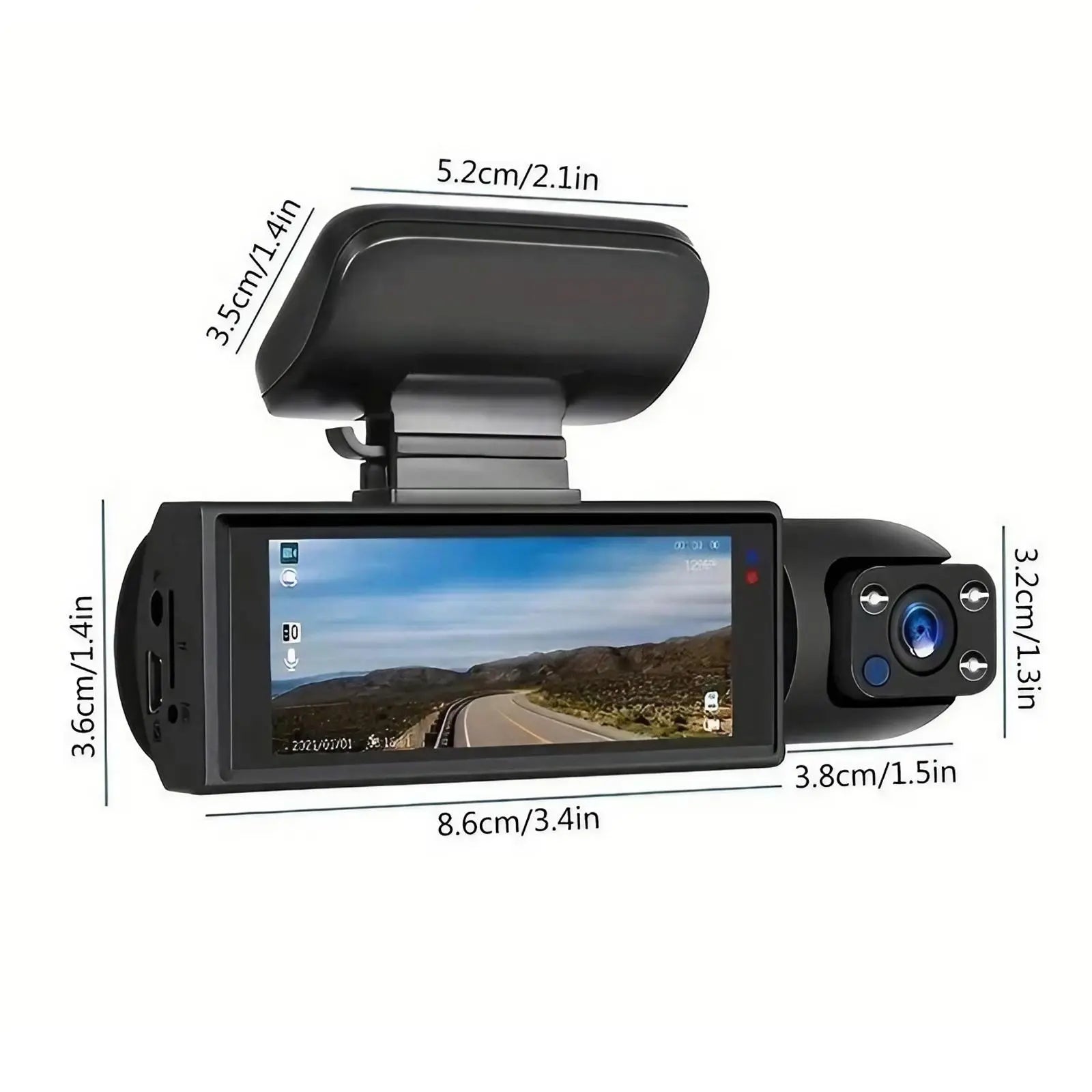 Car Dash Cam with 3.16 Inch IPS Screen, 1080P HD Resolution, 32GB Memory Card, Infrared Night Vision, G-Sensor, and Touchscreen Functionality