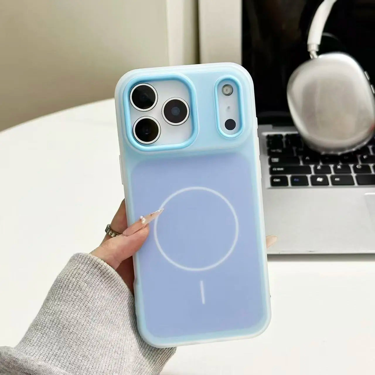 HISTORYOO Magnetic Defender 2-in-1 Dual Layer Soft Matte Clear Silicone and Candy Color-Blocking PC Hybrid Case for iPhone 17 Pro Max, 16 Pro, 15, 14 Plus, 13, 12, 11 Pro - Frosted Shockproof Bumper with MagSafe Wireless Charging Compatibility