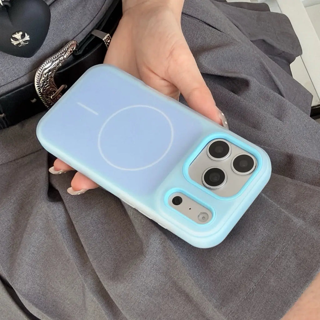 HISTORYOO Magnetic Defender 2-in-1 Dual Layer Soft Matte Clear Silicone and Candy Color-Blocking PC Hybrid Case for iPhone 17 Pro Max, 16 Pro, 15, 14 Plus, 13, 12, 11 Pro - Frosted Shockproof Bumper with MagSafe Wireless Charging Compatibility