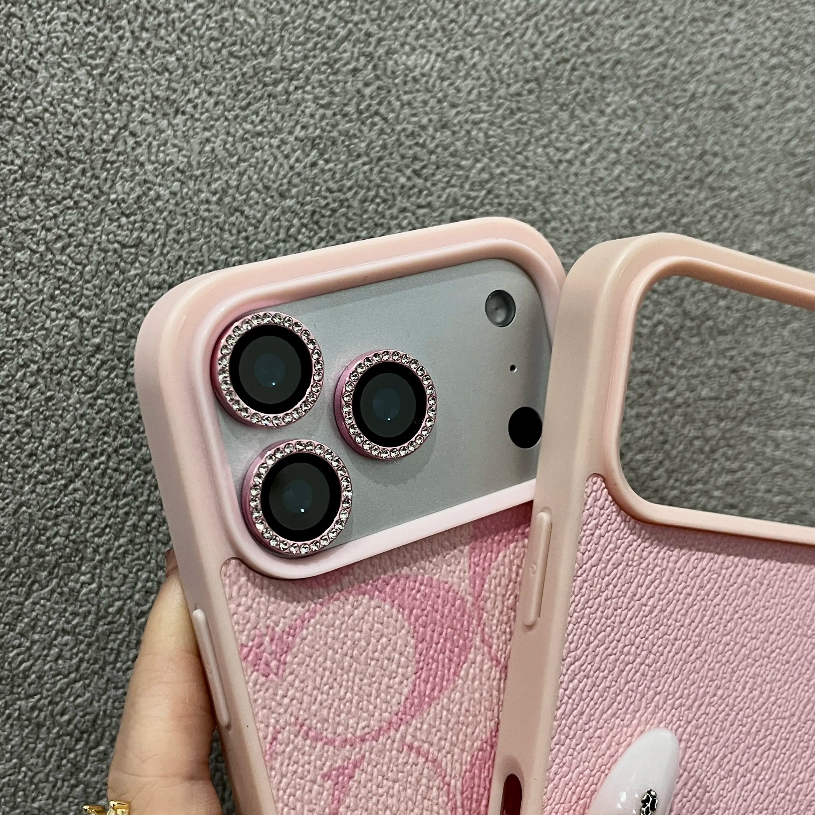 Minimalist Textured Faux Leather Phone Case for All iPhone Models with Shock-Absorbing Protection and Letter C Pattern, Perfect for Commuting and Campus Use