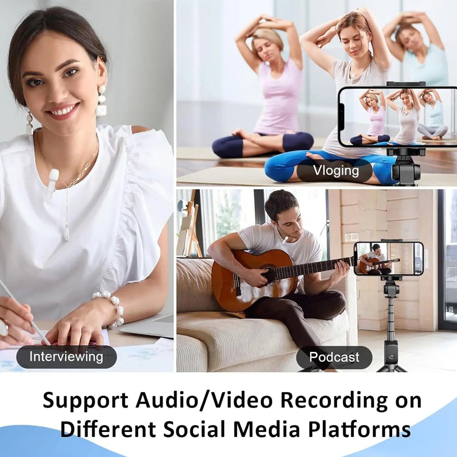Professional Wireless Lavalier Microphone - USB Rechargeable Plug-and-Play Lapel Mic for Mobile Video Recording, Teaching, Interviews, and Podcasts