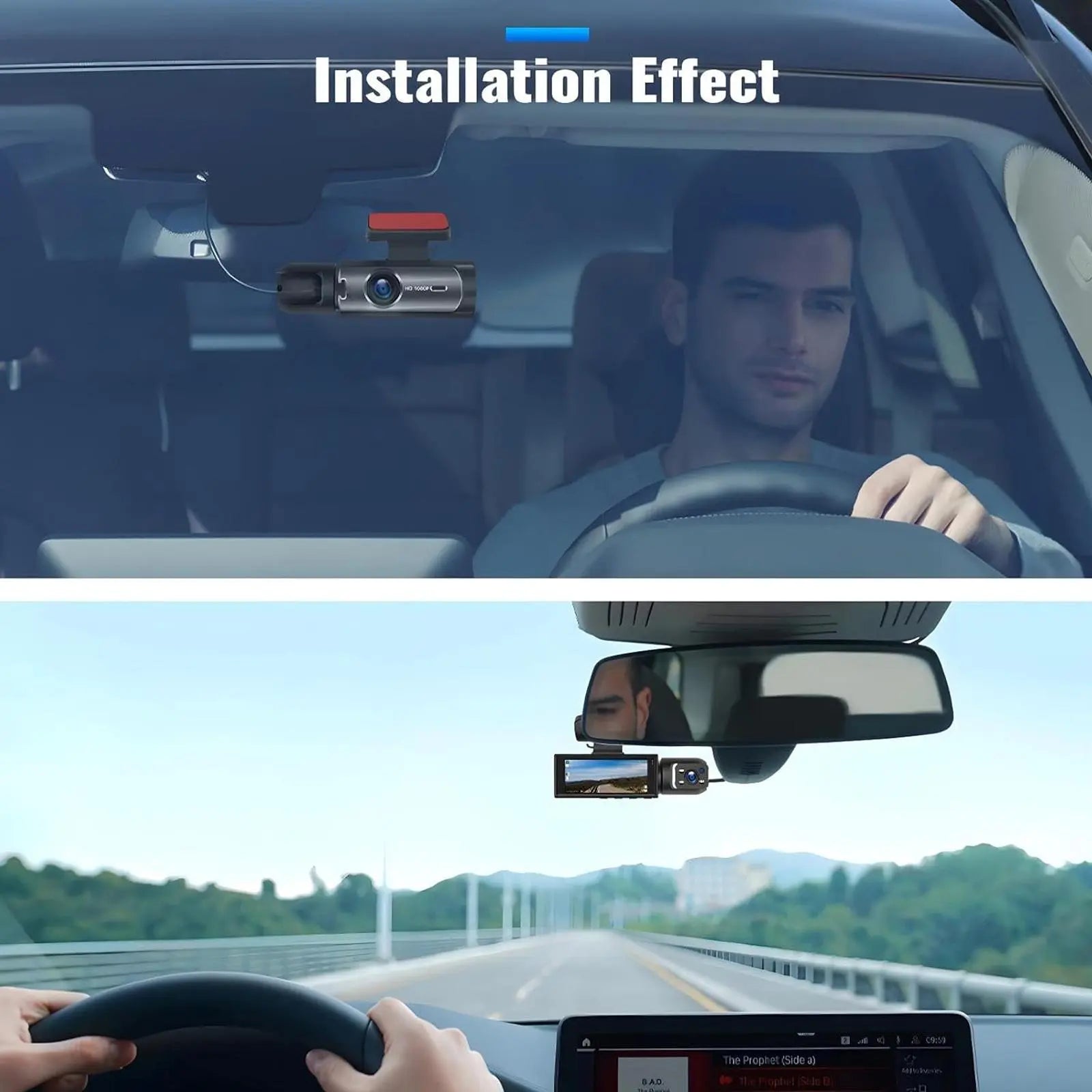 Car Dash Cam with 3.16 Inch IPS Screen, 1080P HD Resolution, 32GB Memory Card, Infrared Night Vision, G-Sensor, and Touchscreen Functionality