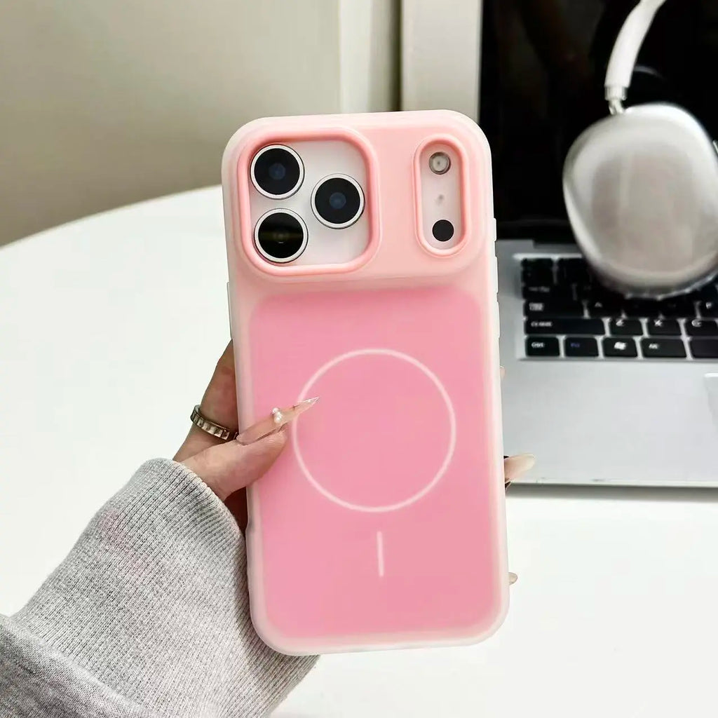 HISTORYOO Magnetic Defender 2-in-1 Dual Layer Soft Matte Clear Silicone and Candy Color-Blocking PC Hybrid Case for iPhone 17 Pro Max, 16 Pro, 15, 14 Plus, 13, 12, 11 Pro - Frosted Shockproof Bumper with MagSafe Wireless Charging Compatibility