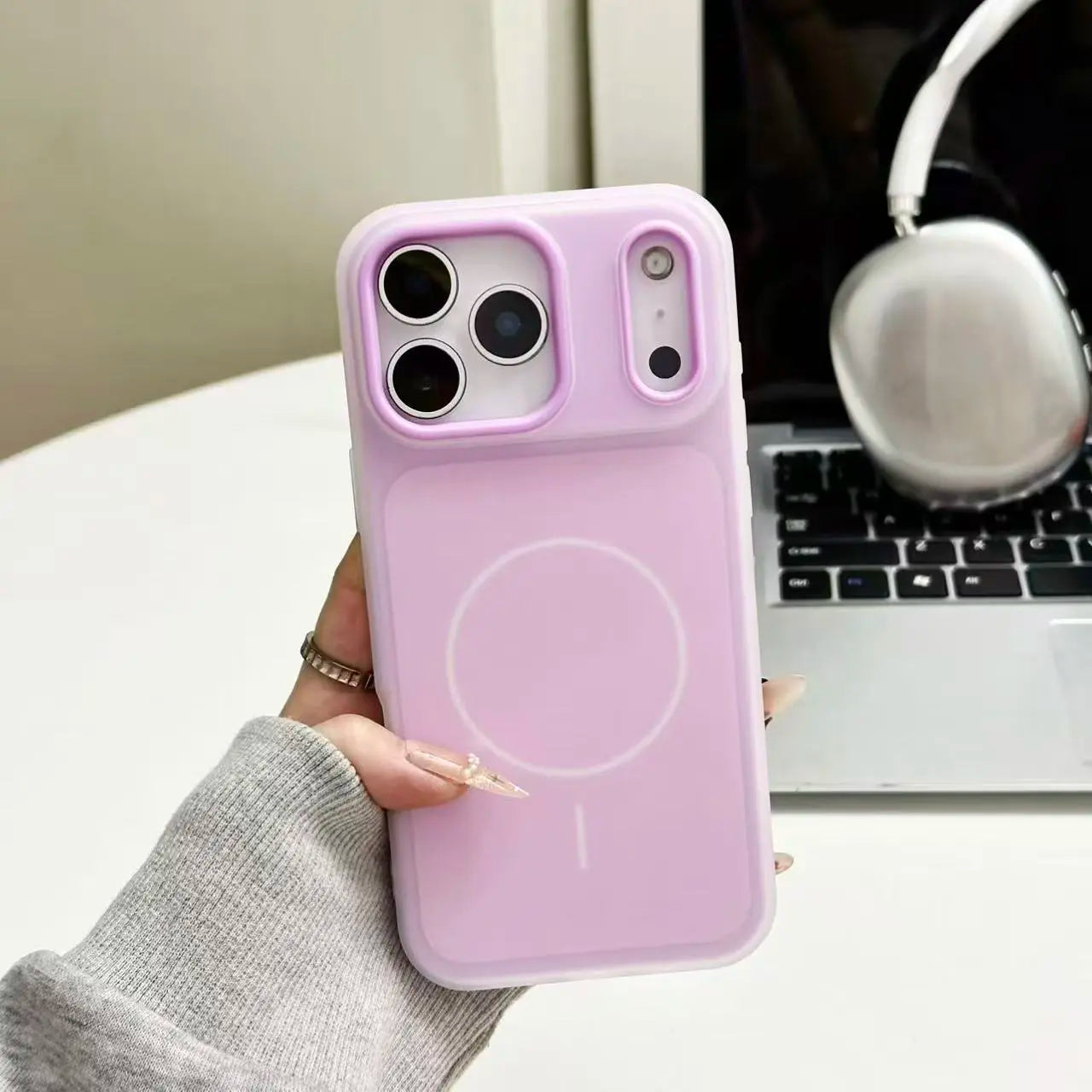 HISTORYOO Magnetic Defender 2-in-1 Dual Layer Soft Matte Clear Silicone and Candy Color-Blocking PC Hybrid Case for iPhone 17 Pro Max, 16 Pro, 15, 14 Plus, 13, 12, 11 Pro - Frosted Shockproof Bumper with MagSafe Wireless Charging Compatibility
