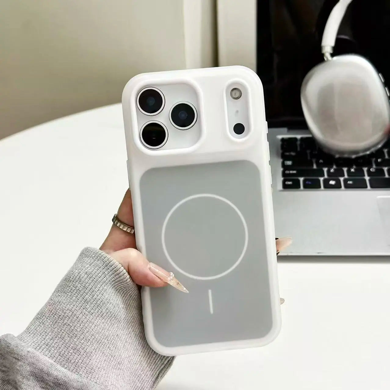 HISTORYOO Magnetic Defender 2-in-1 Dual Layer Soft Matte Clear Silicone and Candy Color-Blocking PC Hybrid Case for iPhone 17 Pro Max, 16 Pro, 15, 14 Plus, 13, 12, 11 Pro - Frosted Shockproof Bumper with MagSafe Wireless Charging Compatibility