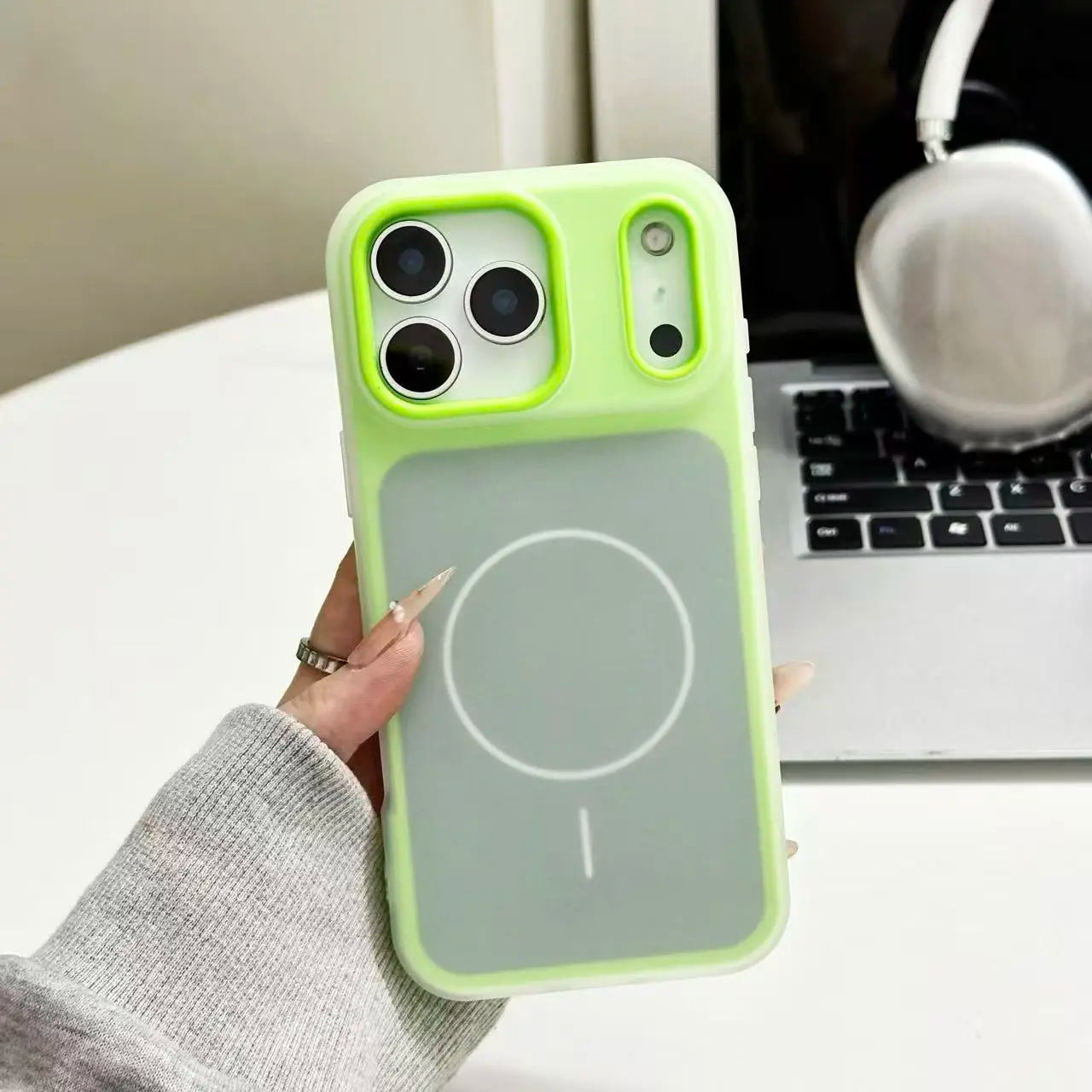 HISTORYOO Magnetic Defender 2-in-1 Dual Layer Soft Matte Clear Silicone and Candy Color-Blocking PC Hybrid Case for iPhone 17 Pro Max, 16 Pro, 15, 14 Plus, 13, 12, 11 Pro - Frosted Shockproof Bumper with MagSafe Wireless Charging Compatibility