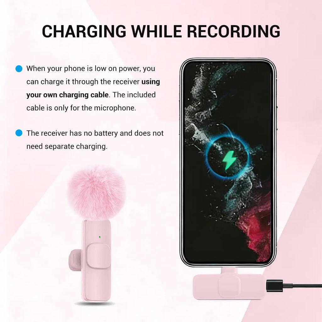 Professional Wireless Lavalier Microphone - USB Rechargeable Plug-and-Play Lapel Mic for Mobile Video Recording, Teaching, Interviews, and Podcasts