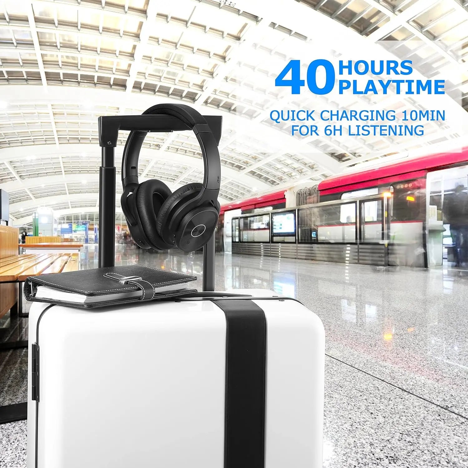 ZIHNIC PN9 Wireless Bluetooth Active Noise Cancelling Headphones - Foldable Over-Ear Sport Headset with Long Battery Life and Waterproof Design