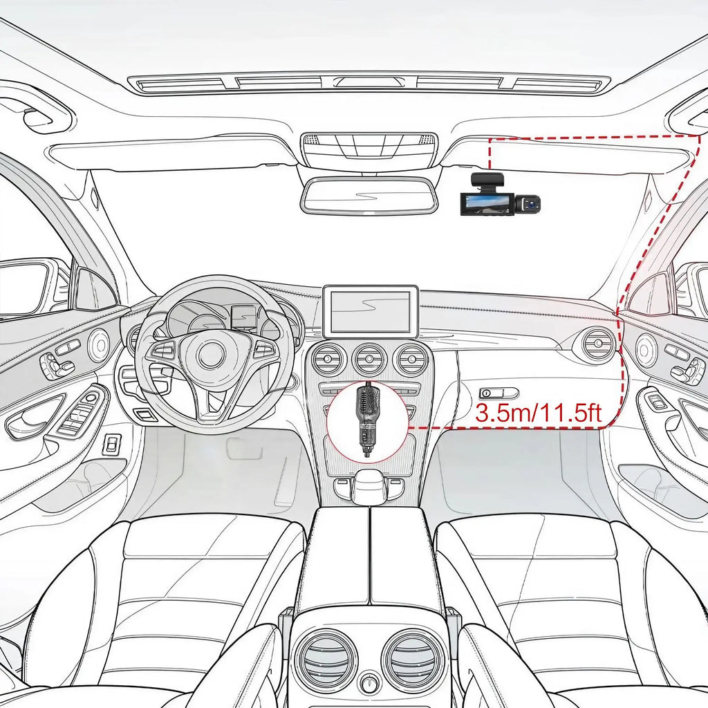 Car Dash Cam with 3.16 Inch IPS Screen, 1080P HD Resolution, 32GB Memory Card, Infrared Night Vision, G-Sensor, and Touchscreen Functionality