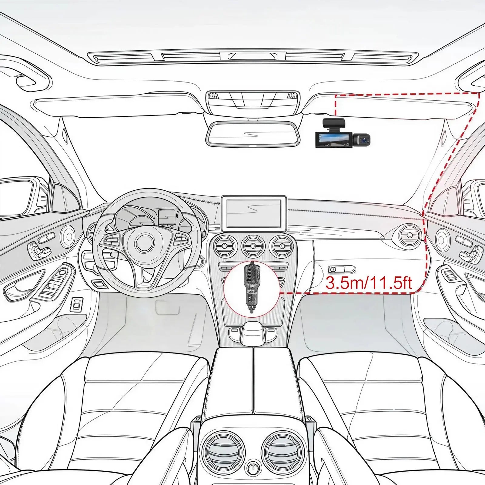 Car Dash Cam with 3.16 Inch IPS Screen, 1080P HD Resolution, 32GB Memory Card, Infrared Night Vision, G-Sensor, and Touchscreen Functionality