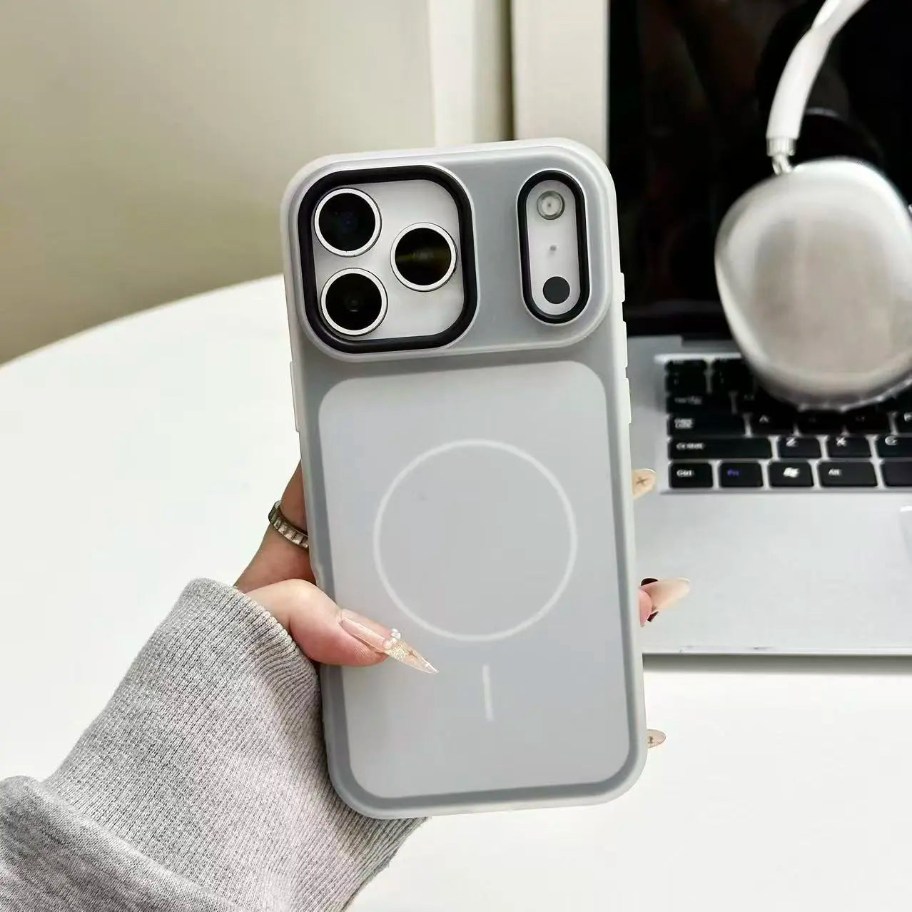 HISTORYOO Magnetic Defender 2-in-1 Dual Layer Soft Matte Clear Silicone and Candy Color-Blocking PC Hybrid Case for iPhone 17 Pro Max, 16 Pro, 15, 14 Plus, 13, 12, 11 Pro - Frosted Shockproof Bumper with MagSafe Wireless Charging Compatibility