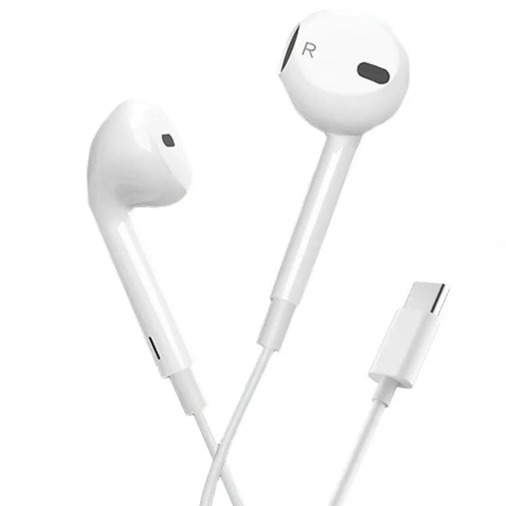 Type-C Wired Semi-In-Ear Earbuds with Hi-Fi Stereo Sound, Integrated Microphone, and Volume Control – Lightweight and Portable Design for Samsung Galaxy and iPhone 15/16 Pro Devices