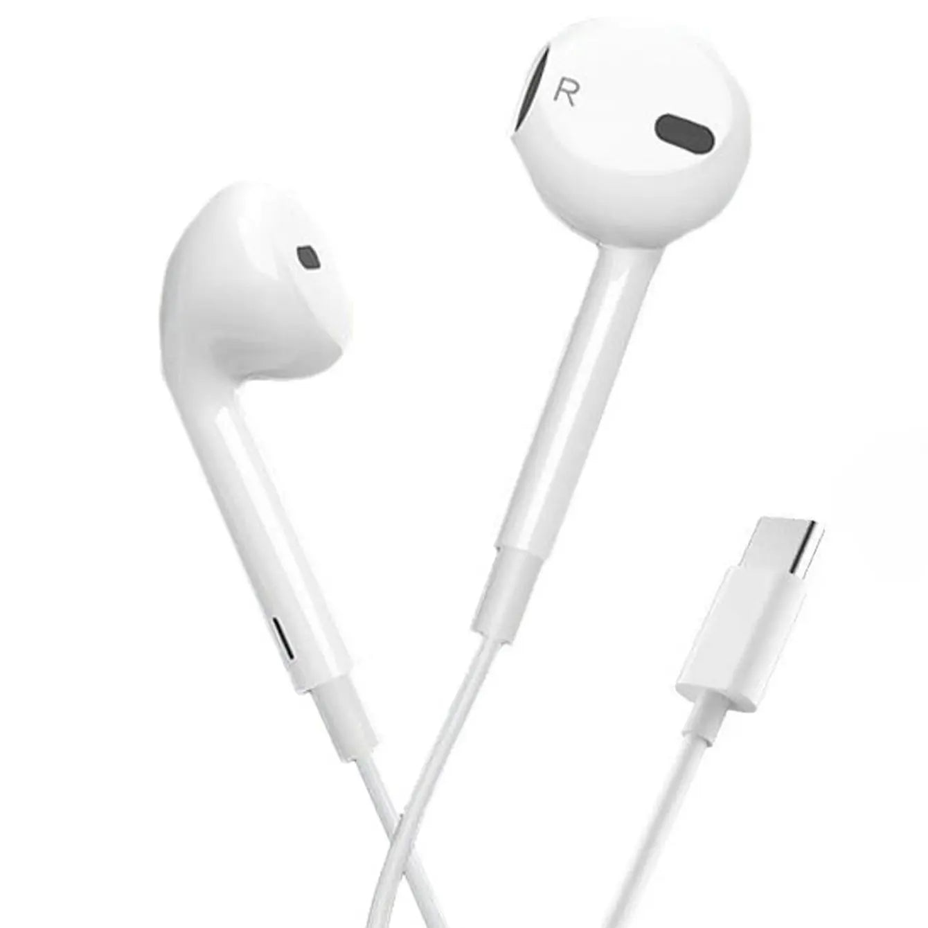 Type-C Wired Semi-In-Ear Earbuds with Hi-Fi Stereo Sound, Integrated Microphone, and Volume Control – Lightweight and Portable Design for Samsung Galaxy and iPhone 15/16 Pro Devices