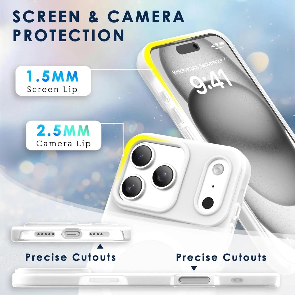 HISTORYOO Magnetic Defender 2-in-1 Dual Layer Soft Matte Clear Silicone and Candy Color-Blocking PC Hybrid Case for iPhone 17 Pro Max, 16 Pro, 15, 14 Plus, 13, 12, 11 Pro - Frosted Shockproof Bumper with MagSafe Wireless Charging Compatibility