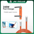 MOJUE 240W Fast Charging Cable with Invisible Stand, 90-Degree Angled USB C to USB C Flat Cable (4.9FT) Compatible with iPhone 15/16/17 Series and Samsung S26/S25