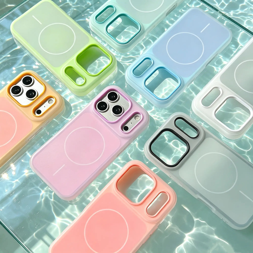 HISTORYOO Magnetic Defender 2-in-1 Dual Layer Soft Matte Clear Silicone and Candy Color-Blocking PC Hybrid Case for iPhone 17 Pro Max, 16 Pro, 15, 14 Plus, 13, 12, 11 Pro - Frosted Shockproof Bumper with MagSafe Wireless Charging Compatibility