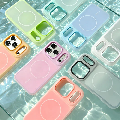 HISTORYOO Magnetic Defender 2-in-1 Dual Layer Soft Matte Clear Silicone and Candy Color-Blocking PC Hybrid Case for iPhone 17 Pro Max, 16 Pro, 15, 14 Plus, 13, 12, 11 Pro - Frosted Shockproof Bumper with MagSafe Wireless Charging Compatibility