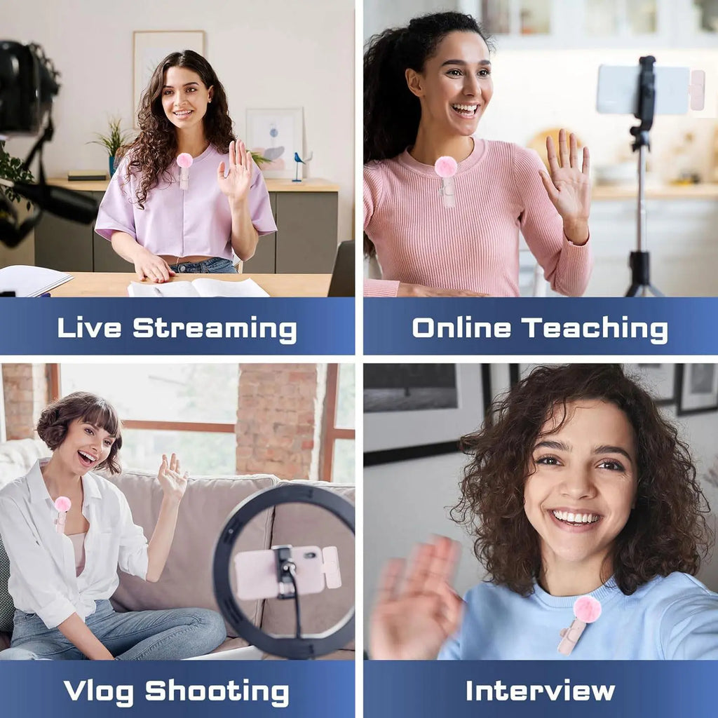 Professional Wireless Lavalier Microphone - USB Rechargeable Plug-and-Play Lapel Mic for Mobile Video Recording, Teaching, Interviews, and Podcasts